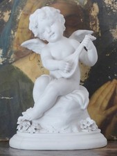 16" Large Antique Original French Porcelain Biscuit Putti signed KINSBURGER 19th
