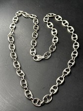 Très Beau Collier Chaîne En Argent Massif 925 Maille Art deco marine tank 94g