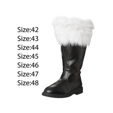 Bottes de Noël Père Noël noires brillantes avec fermeture éclair pour hommes