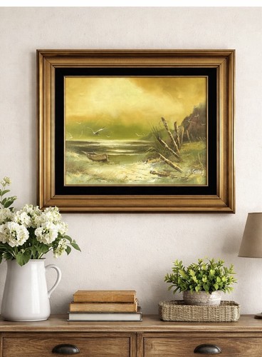 Vintage coastal seascape - vintage, oil