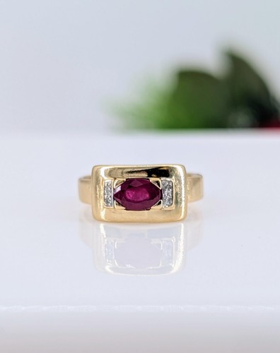 Bague tank centrée rubis - d'un,