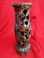 Sculpture Pied de Lampe en Bois de Palissandre  Sculpté Asie , Ancien ...