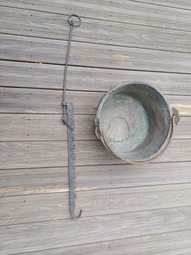 Ancien chaudron cuivre - ancien, avec