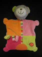 doudou plat ours gris rose orange TIGEX BABYSUN (3 dispo)