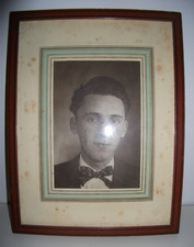 Cadre XIXème bois+verre 25,5 X 19,5 cm Feuil 24 X 18+ MLouise vue 9,5 X 14 cm