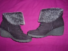 bottines femme P.41  EVITA PARIS aspect velours , Fourrure, Semelles compensées