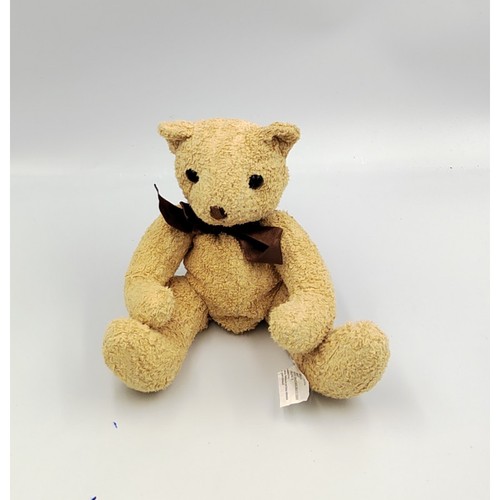 Doudou ours beige noeud marron