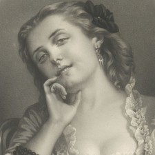 Auguste Toulmouche Portrait Femme Sourire Gravure originale Eichen XIXe