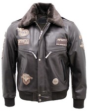Veste Pilote En Cuir Marron