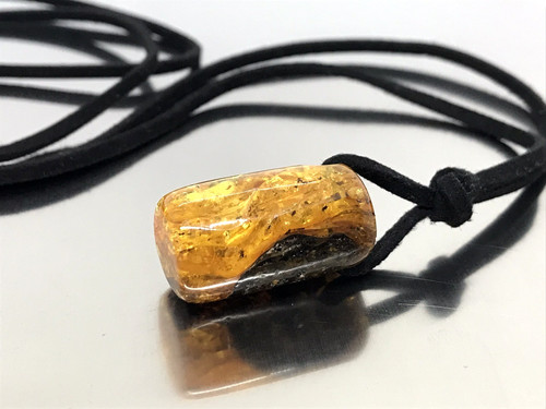Pendentif ambre barillet - ambre,