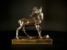 Antoine-Louis Barye, CERF TÊTE LEVÉE VERS LE HAUT, Bronze 1840   - 3D VIDEO -