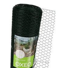 Grillage à poule 30m - Hauteur 1m - Acier revêtement PVC vert – Maille hexagonal