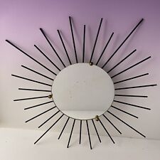 SUPERBE MIROIR SOLEIL, DESIGN ANNEES 50/60, RAYONS METAL NOIR, DORE