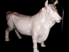 Ancienne  Faïence craquelée Taureau pour comptoir de  Boucherie Début XX  41 CM