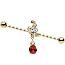 Haltère industriel pendant or jaune 18 carats rubis et diamants calibre 14 38...