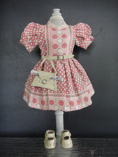 Robe  pour poupée ancienne  Bleuette, Jumeau (27cm) avec chaussures en cuir