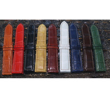 Bracelet de montre en cuir de peau d'alligator de crocodile véritable 18...