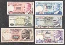 Lot de 6 Billets de Turquie