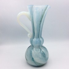 Vase pichet verre soufflé opaline coloré vert bleu Carlo Moretti Murano XXème