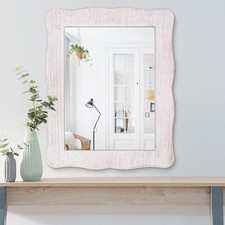 Miroir Mural Cadre Blanc Bois rectangulaire Miroir Mural irrégulier Vague Rou...