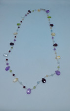 collier sautoir en argent 925 sterling et gemmes précieuses création unique