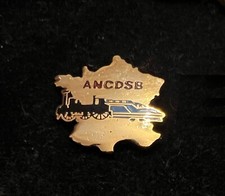 PIN'S CARTE FRANCE SNCF TGV LOCOMOTIVE VAPEUR ANCDSB ASS CHEMINOTS DON DE SANG