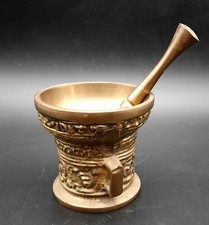 Ancien mortier BRONZE + PILON petit modèle  H 75 mm