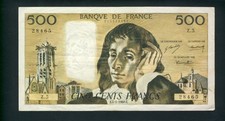 Banknote 500 francs pascal - banknote,