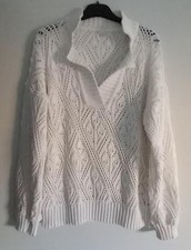 Pull blanc tricot ajouré T/44