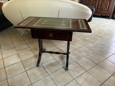 rare meuble Table basse anglaise à volet plateau cuir 1920/40 déco