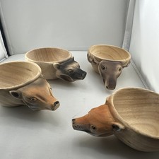 4 Hand Carved Wooden Cups