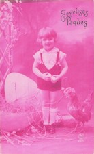 CP ROSE JOYEUSES PAQUES ENFANT