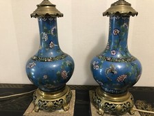 CLOISONNE PAIRE VASE PIED DE