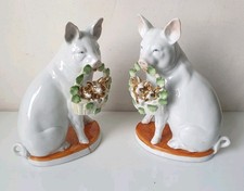 sculpture paire cochon yeux bleus panier porcelaine ceramique germany ges gesch