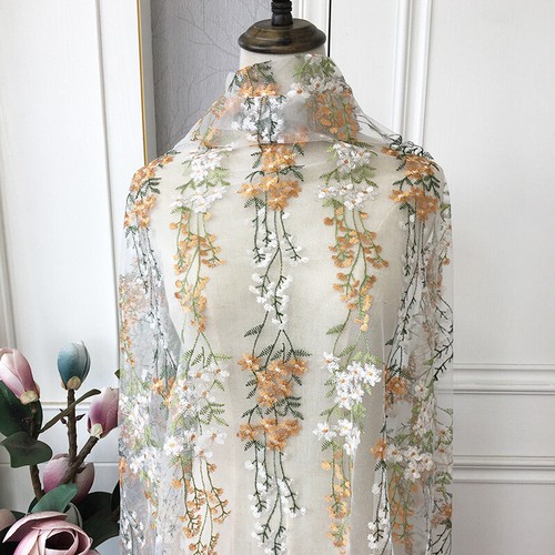 Broderie floral filet voile - filet,