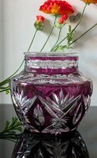 Vase VAL ST LAMBERT cristal Taillé Pique Fleurs Signé 