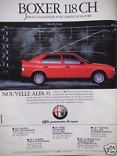PUBLICITÉ 1987 ALFA ROMÉO 33 BOXER 118 CH - ADVERTISING