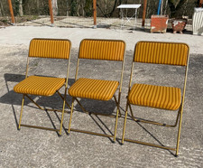 3 CHAISES PLIANTES VINTAGE en bon état - Métal et mousse LAFUMA