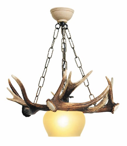 Lustre avec vrai bois - , cerf