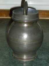 ANCIEN POT A  BOUILLON EN ETAIN XIX EME POINCON GS COMPLET  18 CM