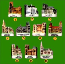 2003 PRIME CATHEDRALES DE FRANCE MONUMENTS RELIGIEUX FEVE CERAMIQUE 3D au choix