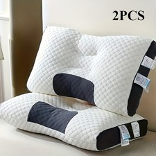 2 Oreiller Confort Sommeil Cou Ergonomique Réglable Lavable Soutien Dormeur Dos