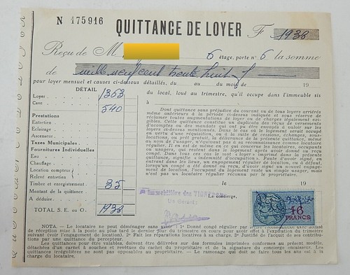 Ancienne quittance loyer - ancienne,