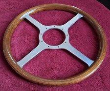 MOTO-LITA : Ancien Volant de Voiture Plat 4 Branches Noyer Classic V 15"