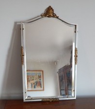 ANCIEN MIROIR Biseauté en Métal à Décor en Bronze ou Laiton