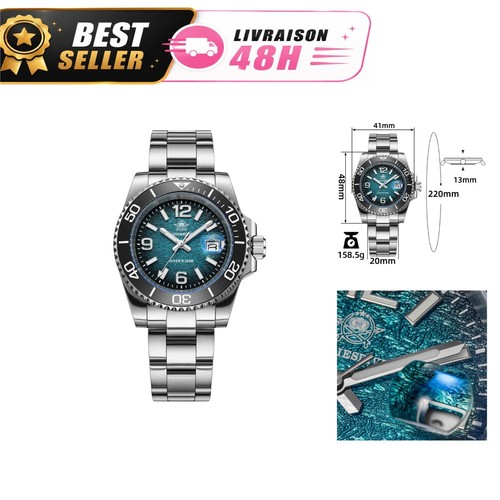 Montre plongée homme 41mm - de,