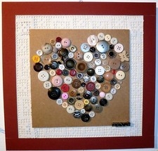 Tableau coeur, collage, décoration, cadeau, Art, dentelle crochet 30cm x 30 cm