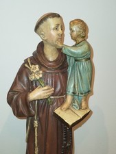 SANT ANTOINE DE PADOUE/JESUS/ANCIENNE statue Religieuse/h.56c/3,5kg/PLATRE PEINT