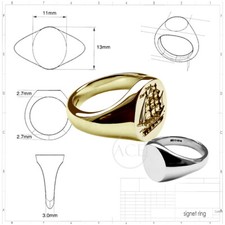 9ct or Jaune Votre Famille Crest Signet Anneaux 13x11mm Unisexe Main Ovale Gravé