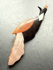 Ancienne Broche En Acier Art Nouveau art deco paon en bois 